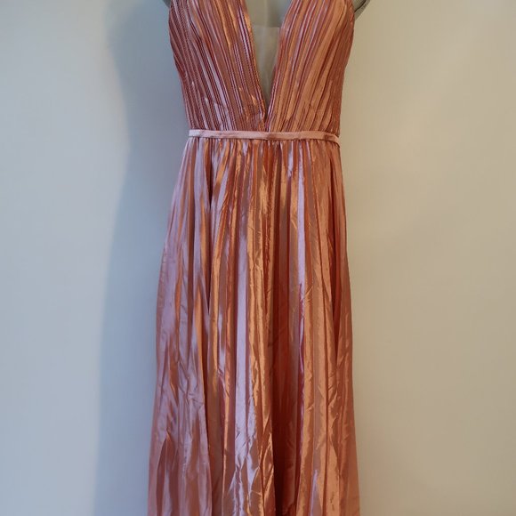NWT Womens Ieena Mac Duggal Pink Strappy Pleated Plus Size Gown Dress 20 - Picture 7 of 15